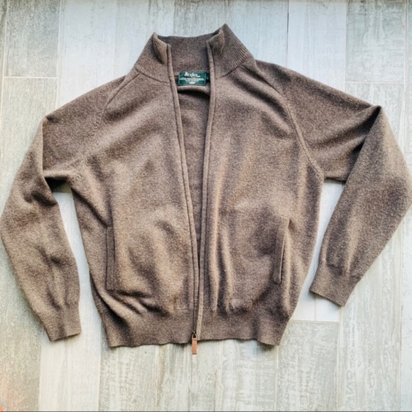 Bexley xios Lamb Wool Brown Gray Full Zip Front Sweater - Picture 7 of 15